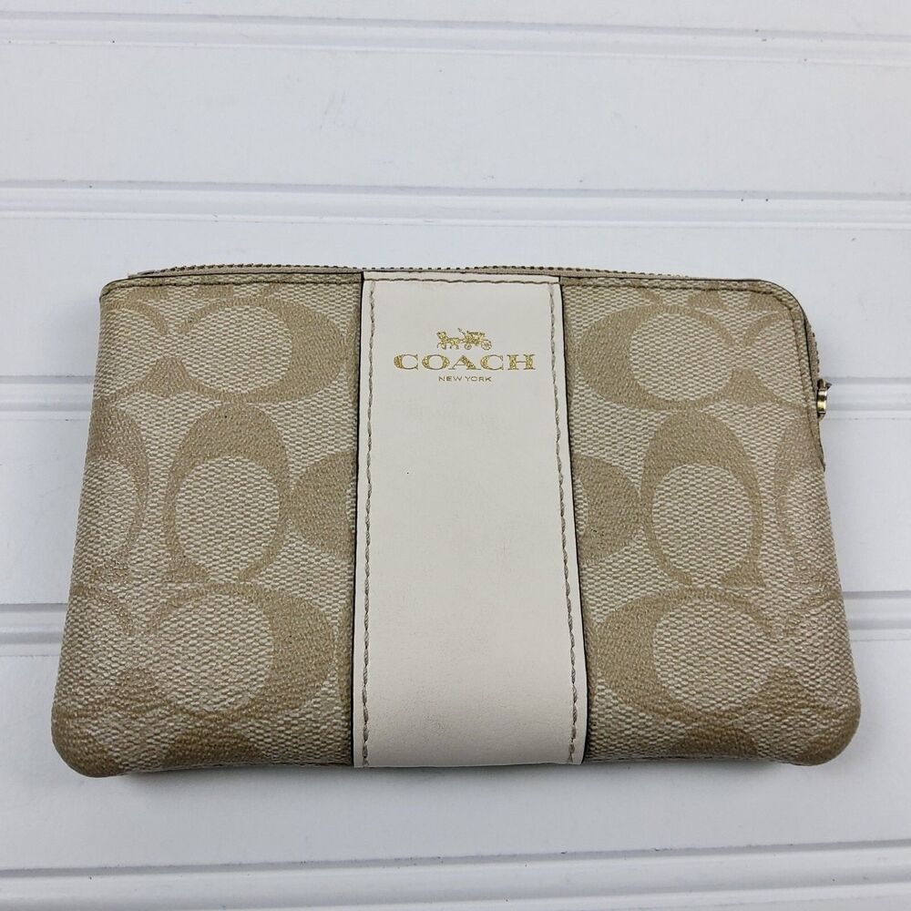 Coach Signature Wristlet Pouch Clutch Wallet DAMAGED